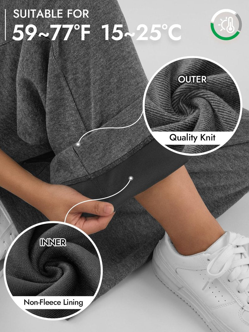 ATHMILE Wide Leg Sweatpants Women High Waisted Baggy Lounge Pants Drawstring Athletic Joggers Teen Girl Clothes Black