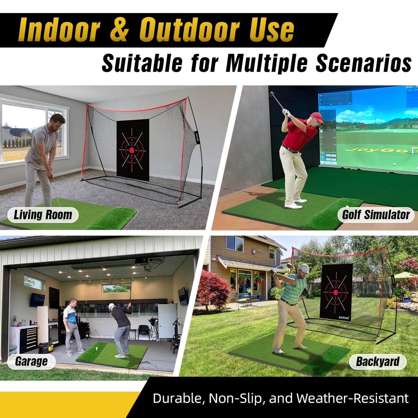 Dual-Turf Golf Mat 31mm: 5X3ft Extra Large Golf Hitting Mats Practice Outdoor Indoor, High-Density Artificial Turf Matt for Garage Simulator Chipping Driving Training, Ideal Gifts for Men Dad