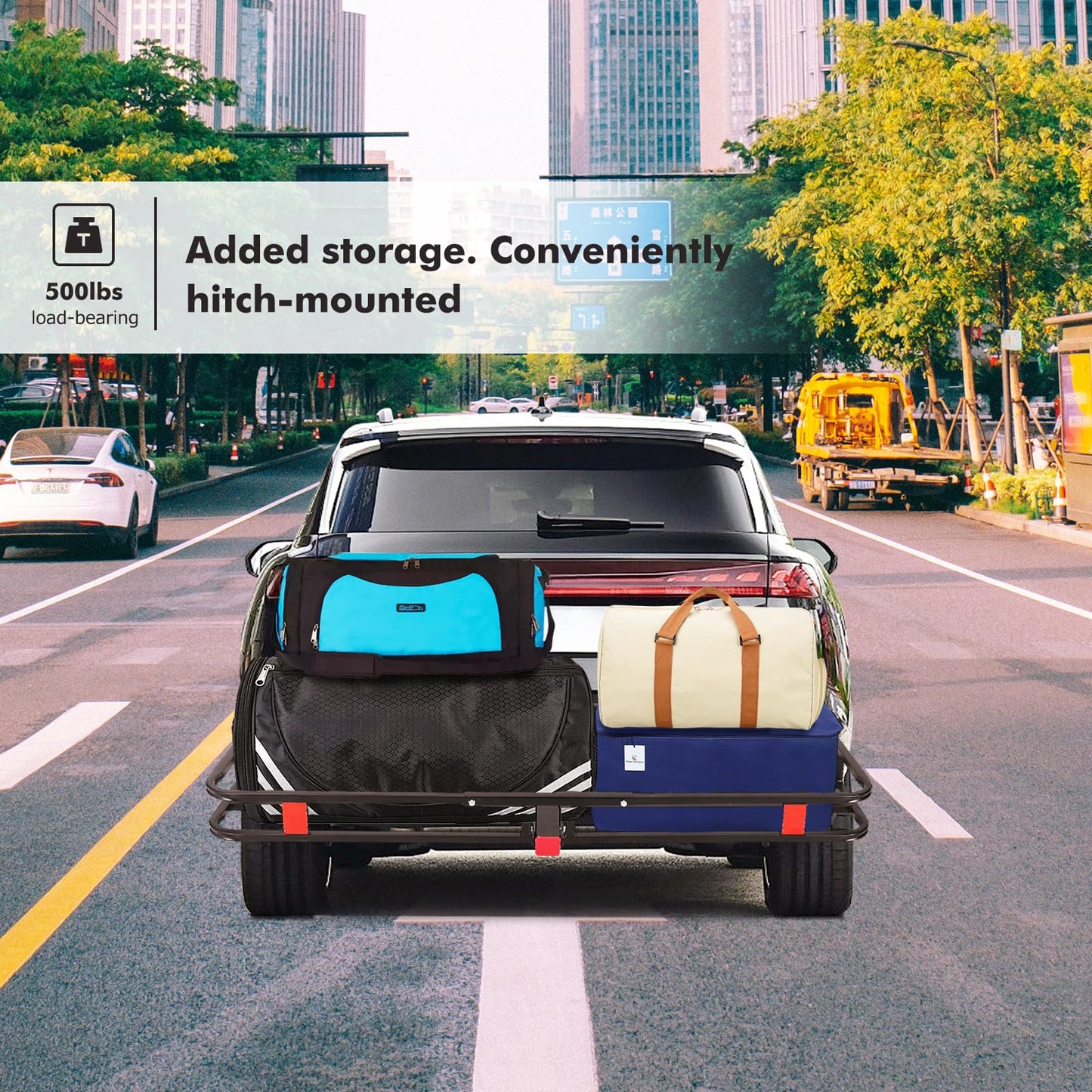 Garvee 500 LBS Hitch Cargo Carrier - Heavy Duty 2 Inch Receiver Luggage Basket for SUV,Pickup Truck,Camping & Travel
