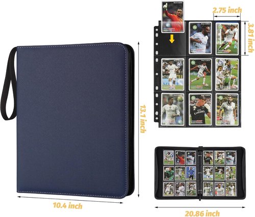 GERMUN Premium Zip Trading Card Binder - 720 Double-Sided Pocket Collection Album | Dark Blue