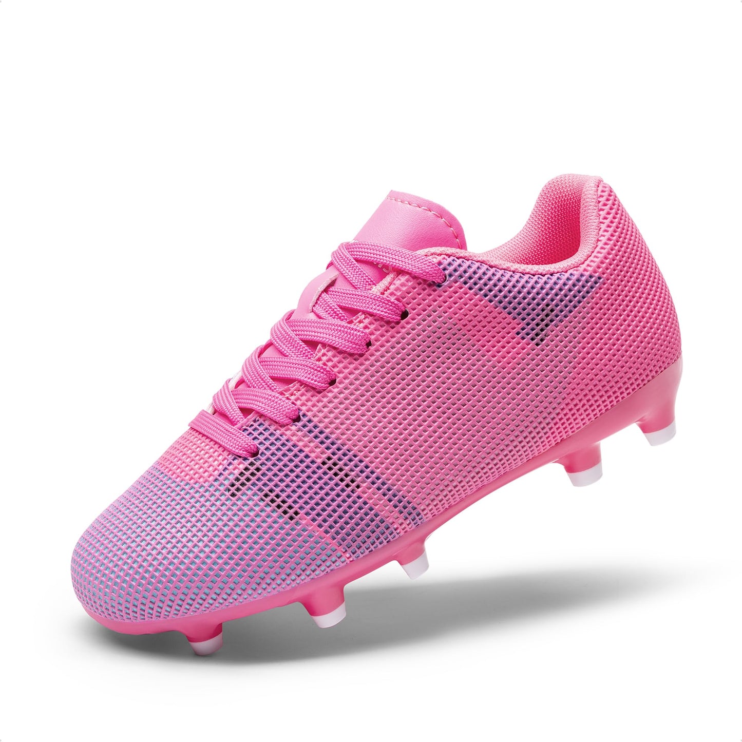 DREAM PAIRS Boys Girls Soccer Cleats Youth Firm Groud Athletic Outdoor Trainning Football Shoes for Little/Big Kid,Size 13 Little Kid,Rose Red/White,SDSO224K