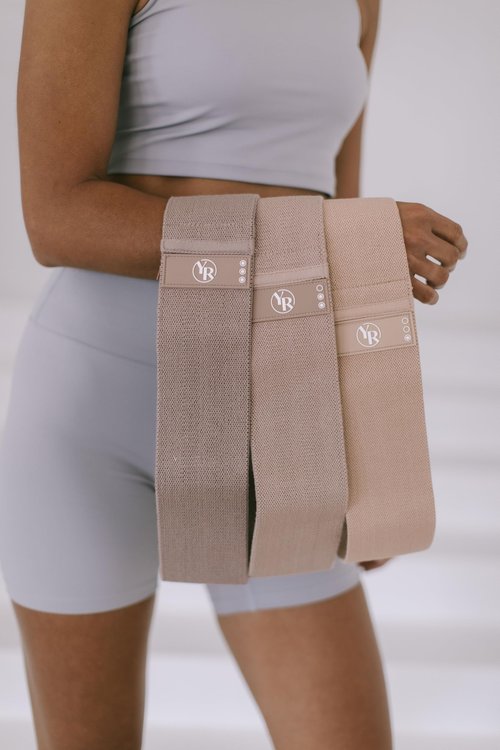 Your Reformer Fabric Booty Band Set for Pilates and Other Workouts- 3 Levels of Resistance 100% Latex Free- Mocha