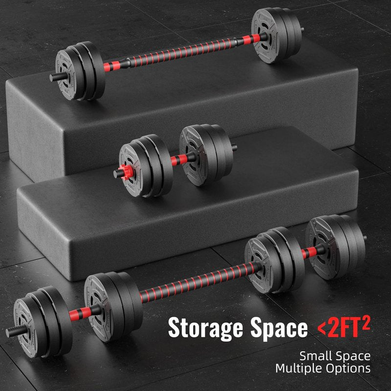 Fitvids Multi-Functional Changeable Dumbbell and Barbell Kettlebell Set with Adjustable Weights, 60LBS, 2 in 1