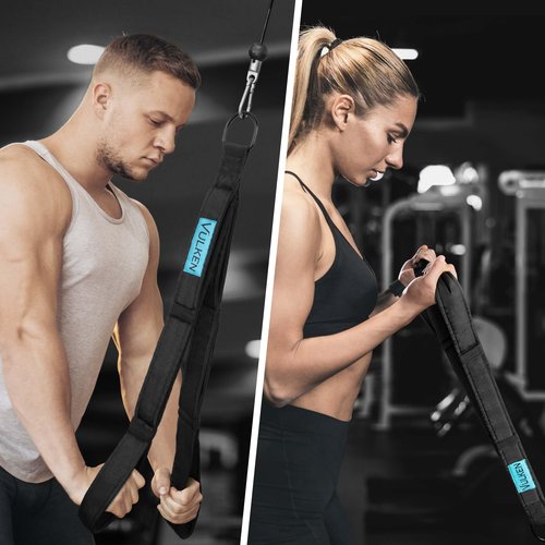 Vulken Tricep Rope Cable Attachments for Gym. Extra Long Tricep Rope LAT Pulldown Attachments Three Size in One Multi Workout Rope Handles Gym Accessories, Black