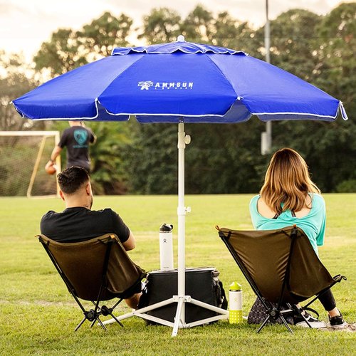 AMMSUN Portable Shade Umbrella - 6.5ft Lightweight Canopy with Adjustable Stand for Easy Sun Protection | Blue