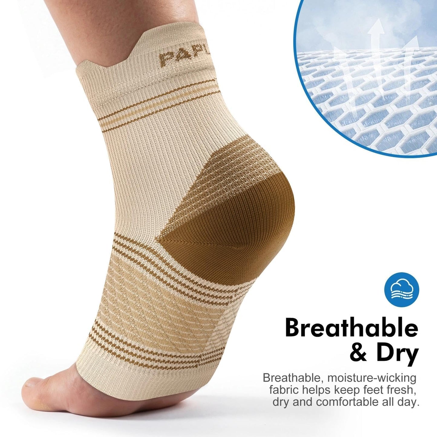 6 Pairs Plantar Fasciitis Socks for Men & Women, Ankle Brace Compression Socks with Arch Support for Achilles Tendonitis, Heel Pain, Swelling & Arthritis Relief, Nude, Medium