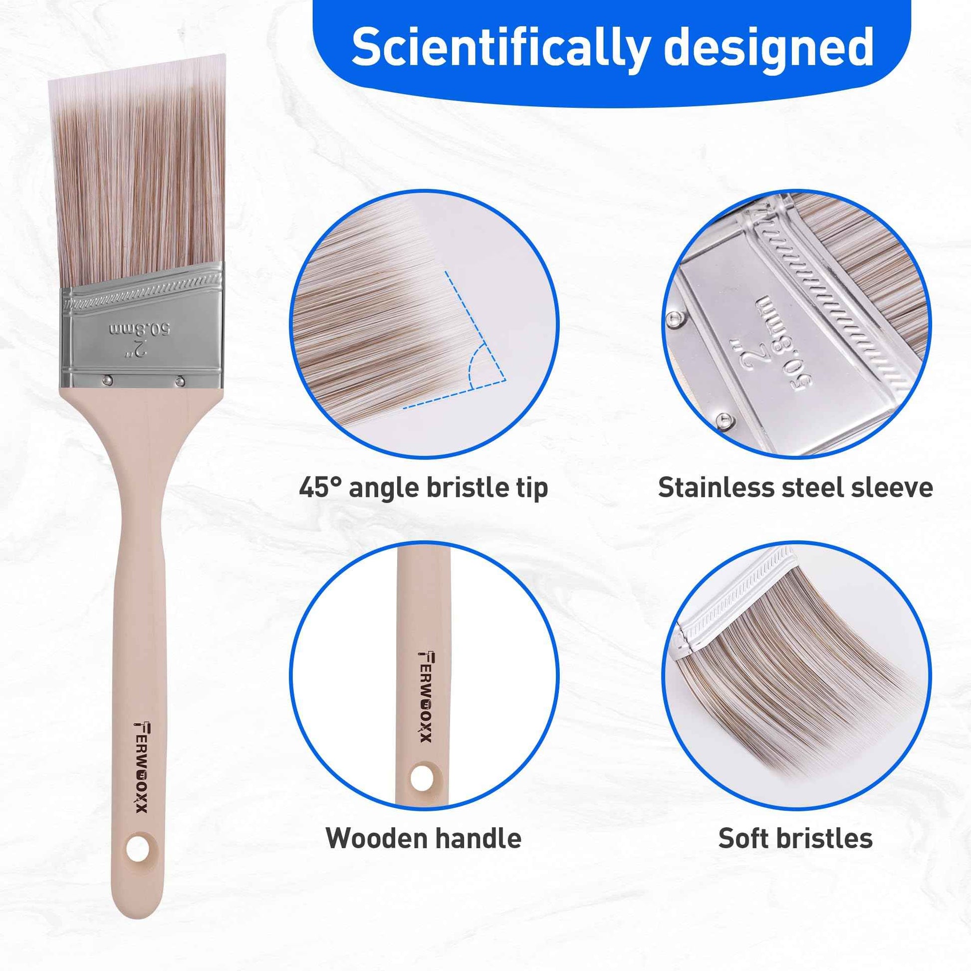 Paint Brush, 2IN Stain Brushes for Painting Walls,House Touch-Ups,and Fence Staining, Wooden Handle Masonry Paintbrush(12 Packs)