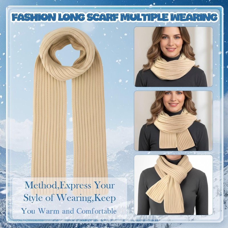 Cutecrop 10 Pcs Winter Hat Scarf Gloves Earmuffs Socks for Women Men Skiing Snowboarding Snow Shoveling Outdoor Warmth(Beige and Navy Blue)