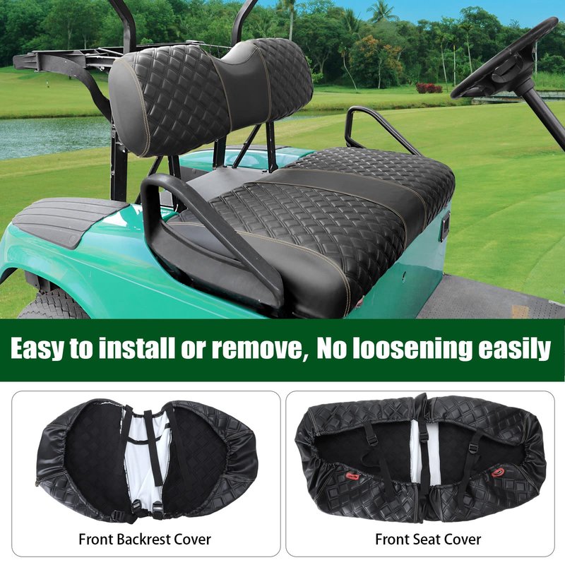 Roykaw Golf Cart Seat Covers Kit Fit for EZGO TXT OEM Ordinary Seat Cushion, Marine Grade Vinyl Material/More Soft and Comfortable, Breathable & Easy to Clean