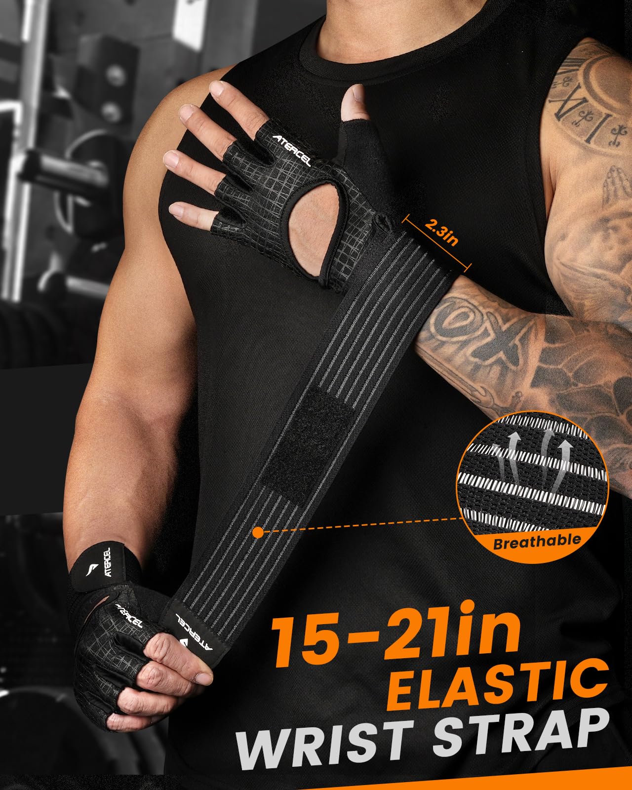 ATERCEL Gym Gloves for Men and Women, Workout Gloves with Wrist Support for Weight Lifting and Fitness