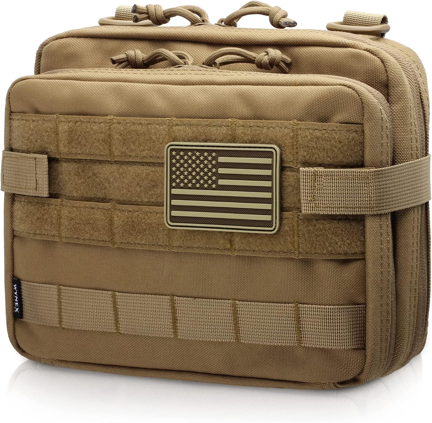 WYNEX Tactical Large Admin Pouch - Double Layer Molle EDC Utility Pouch with Map Sleeve & Flag Patch