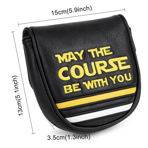 Golf Headcovers Golf Club Head Covers Elegant Embroidery Premium Leather Driver Headcovers May The Course Be with You Fairway Wood Head Cover Hybrid Covers Putter Covers(for DF3 Putter(1pcs))