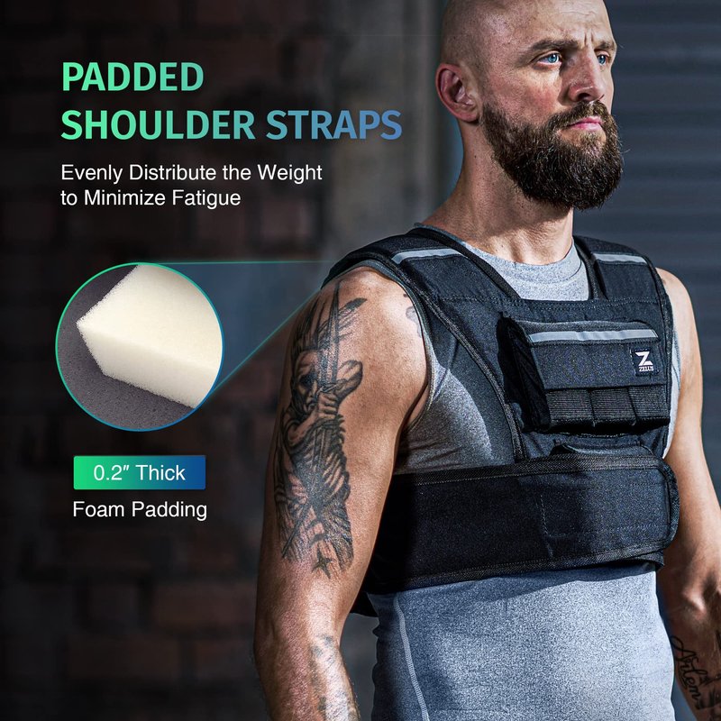 ZELUS 23lb Weighted Vest with Adjustable Weights for Exercise, Weight Vest for Men, Workout Vest for Home Workouts Cardio Strength Training Weight Loss (23lb-Iron Bar)