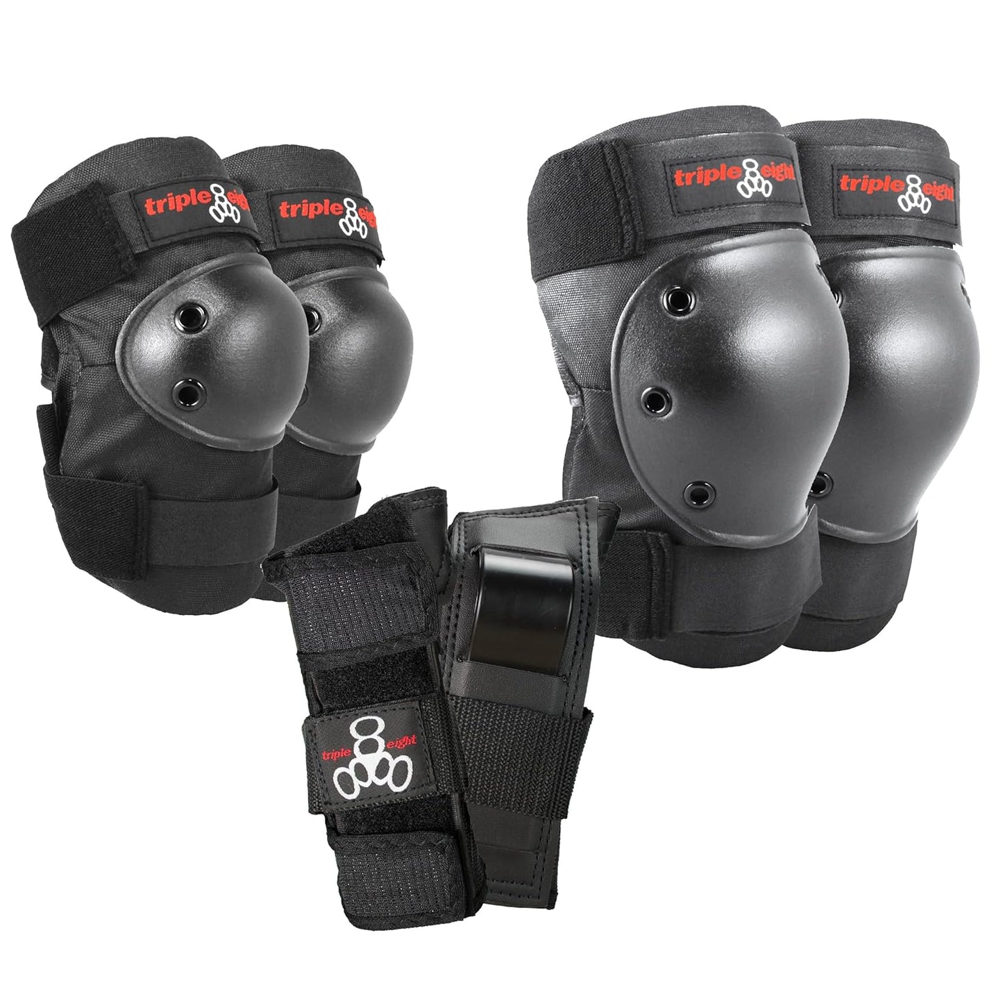 Triple Eight Saver Series Pad Set - Knee, Elbow & Wrist Protection - Medium, Black