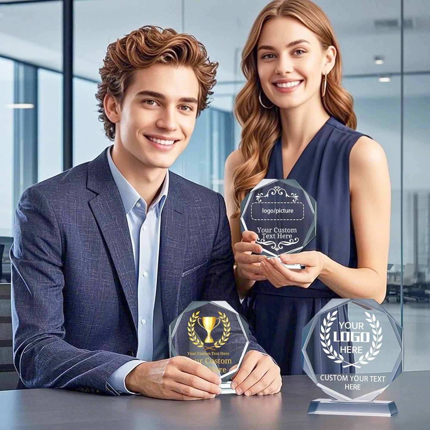 Personalized Crystal Trophy Award - Engraved Plaques for Employee Recognition | Perfect Coworker Gift