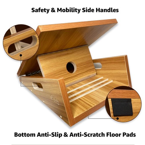 BAM Athletica 5in1 TherapyFlex Pro Slant Board for Calf Stretching, Exercise & Physical Therapy | Adjustable Calf Stretcher Wooden Velour Board for Calf Stretching, Ankles & Exercise