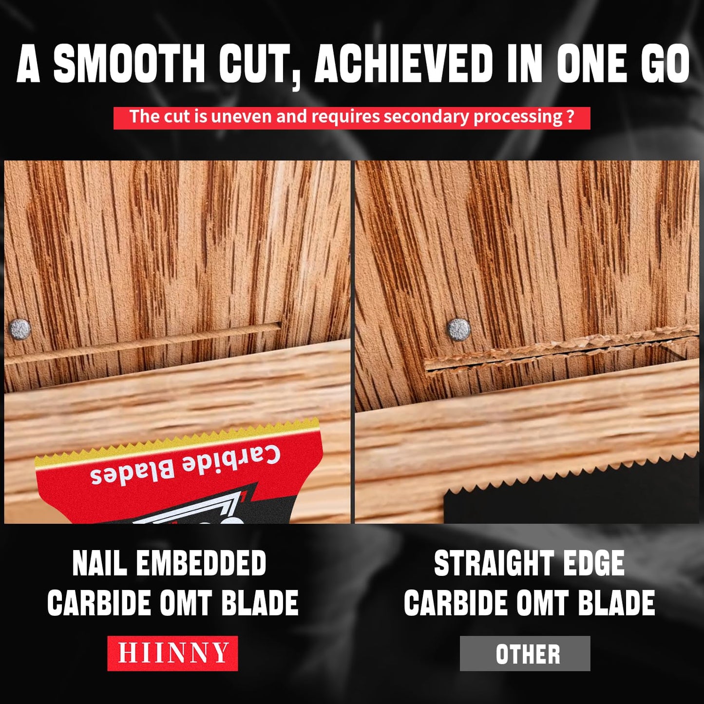 Hiinny 3PCS Carbide Oscillating Tool Blades,Heary Duty for Hard Material,Professional Universal Oscillating Saw Blades,Quick Release for Hard Metal, Nails, Bolts and Screws