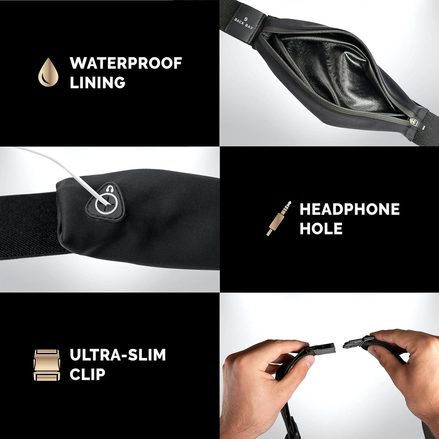 Back Bay Slim Running Belt - Fits All Phones | Unisex Fanny Pack for Runners, Ideal Workout Gear