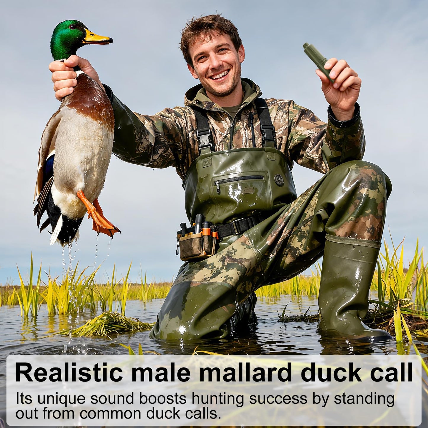 Kylazer Mallard Duck Call, Easy-Blow Hunting Whistle, Green
