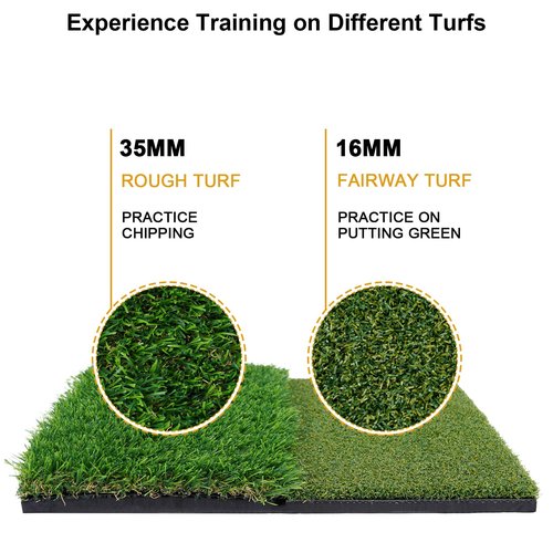 GABTRUK Golf Mat, Golf Hitting Mat Outdoor for Training, 12"x24" Golf Practice Mat with 10mm EVA Backing, Golf Mats Practice Indoor and Outdoor Single Turf with 8 Different Tees