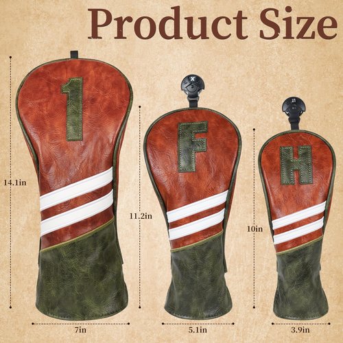 Craftsman Golf Club Driver Head Cover Classic Brown Driver Headcover Golf Club Headcovers Fits Up to 460CC Club Heads 3 Pieces Premuim PU Leather
