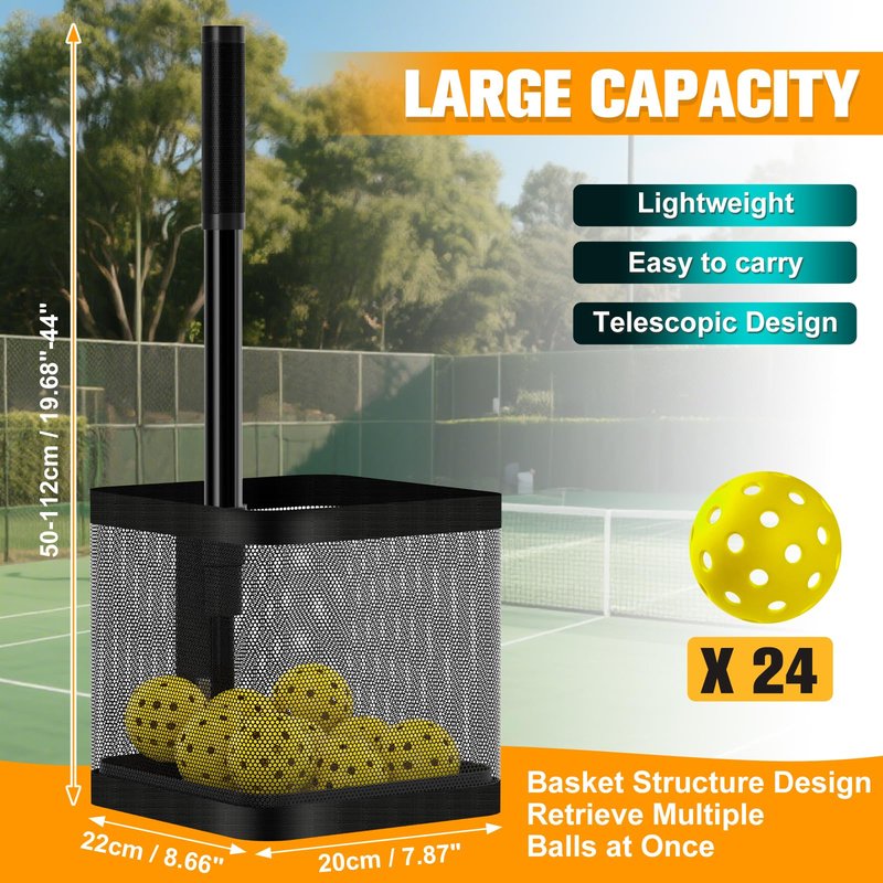 Pickleball Picker Upper Ball Holder, Pickleball Ball Picker Hopper Tube, Pickleball Pickup Tube - Lightweight Pickleball Retriever Collector with Shoulder Strap