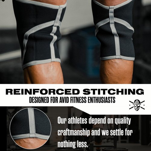 Knee Sleeves for Weightlifting & Powerlifting (7mm Pair) For Men & Women - Knee Wraps for Weight Lifting, Squats, Fitness, Gym Workout, Crossfit - Knee Compression Sleeve Support (Large - Black)