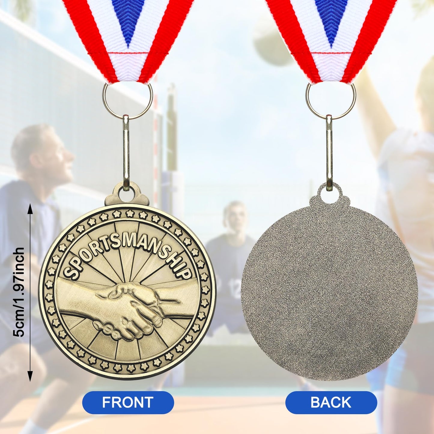 Remuuly 30 Pcs Gold Medals Bulk 2'' Basketball Soccer Baseball Volleyball Football Lacrosse Kickball Cheer Bowling Trophy Medals for Awards for Sports Participation Winner Gift(Gold,Sportsmanship)
