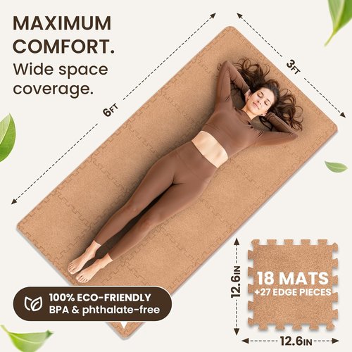 Bemaxx Gym Mats Set - 18 Pcs EVA Interlocking Foam Floor Tiles | 12.6"x12.6"x0.4" | Durable Protective Flooring for Home Gym, Workout, and Playroom