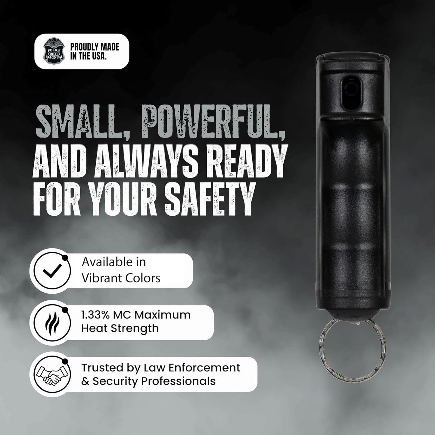 Police Magnum Keychain Pepper Spray | Maximum Heat Strength OC - Compact 2 Pack for Self Defense - Made in The USA