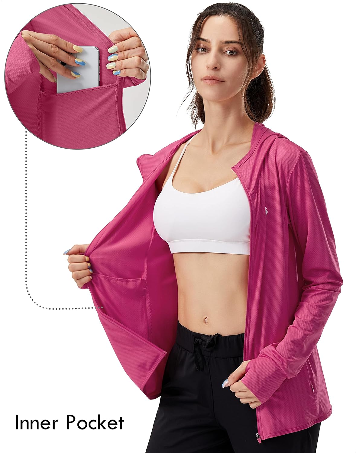 Soothfeel Women's Lightweight UPF 50+ Sun Protection Hoodie Jacket - Perfect for Hiking & Outdoor Activities