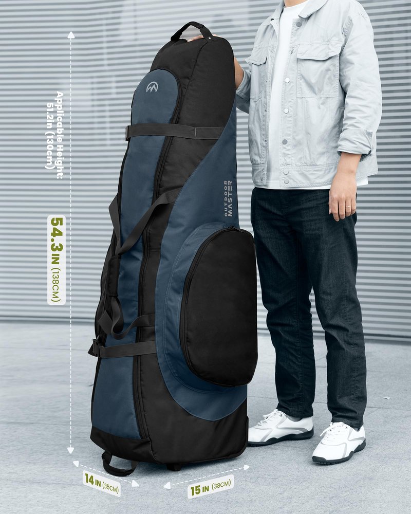 OutdoorMaster Padded Golf Club Travel Bag with Wheels, 900D Heavy Duty Oxford Waterproof - Alligators - Blue