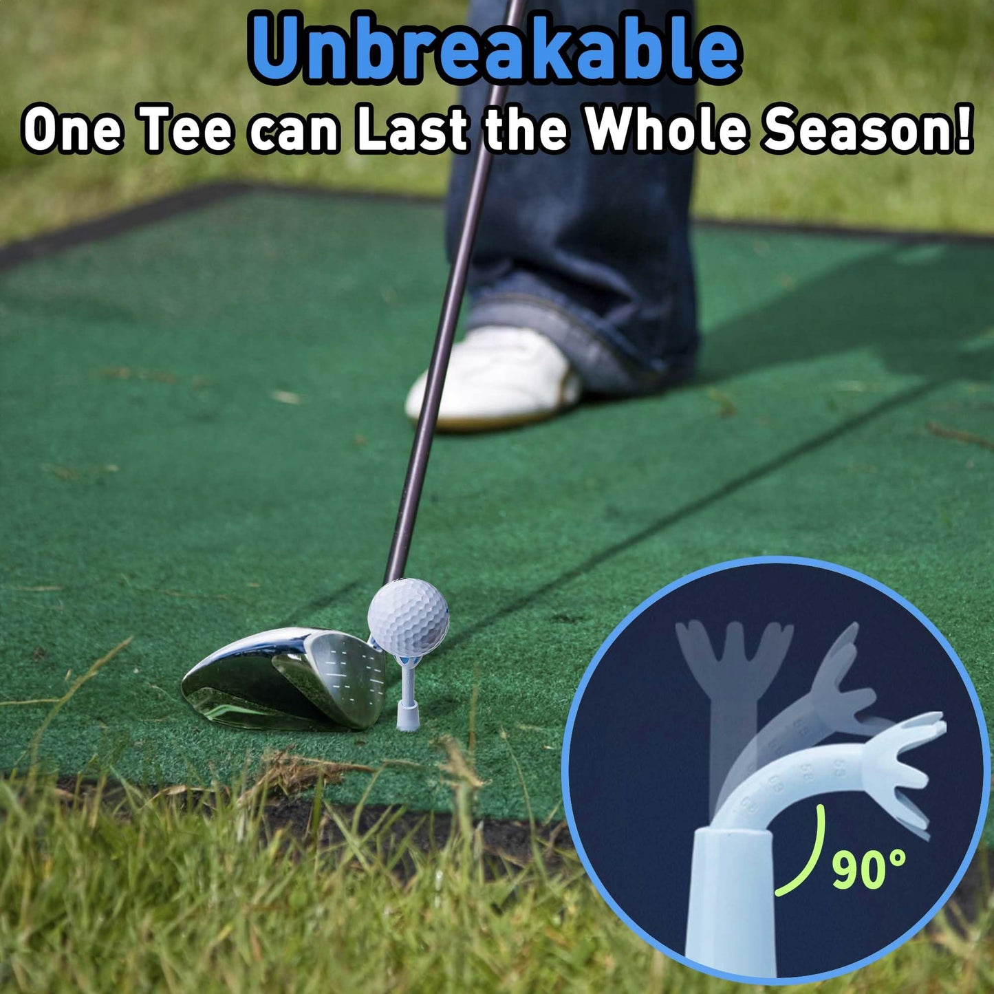 Adjustable Golf Tees - Essential Accessories for Men, Unbreakable & Durable - No Need to Repeatedly Pick Up (3 Pack White)