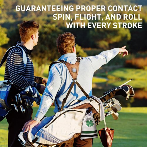 FINGER TEN Golf Valuables Pouch Ball and Tee Bag with Drawstrings for Men Women Leather Pack, Golf Bag Accessories Gift Ideas (Clover)