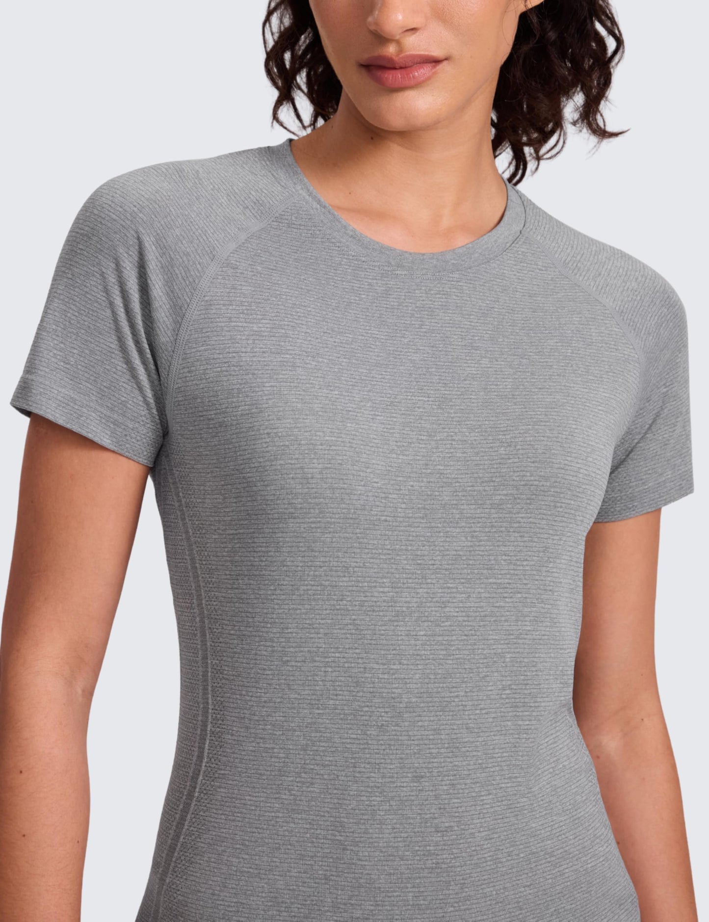 CRZ YOGA Seamless T-Shirt Hip Length Slate Grey Marl X-Large