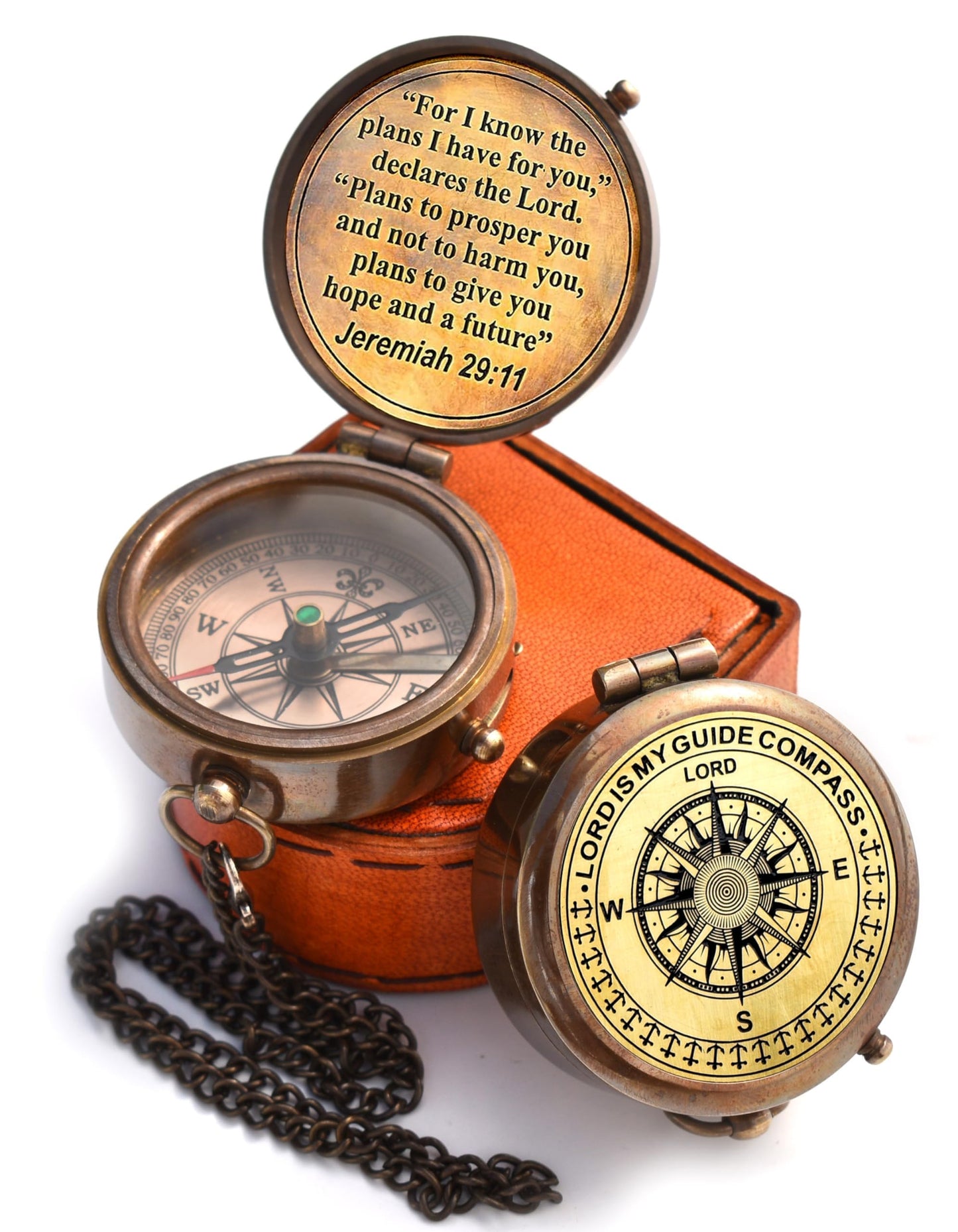 For I Know The Plans I Have For You, Jeremiah 29:11, Solid Brass Directional Engraved Compass, Baptism Gifts for Boys Girls, First Communion, Christian Gifts for Men, First Confirmation Gifts for Boys