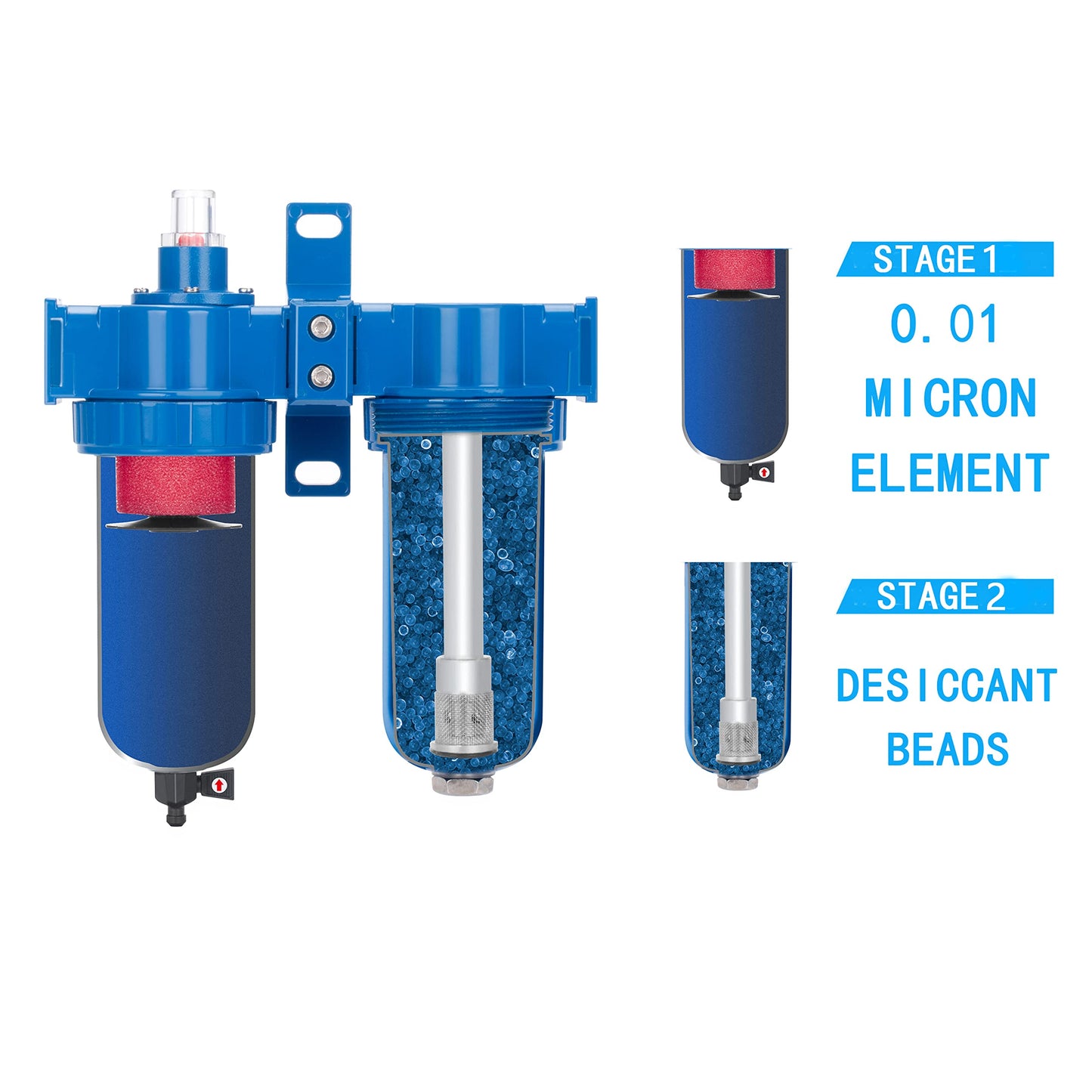 NANPU Zinc Alloy Coalescing Filter & Desiccant Dryer System, Poly Bowl, Suitable for Paint Spray & Plasma Cutter (1/4" NPT)