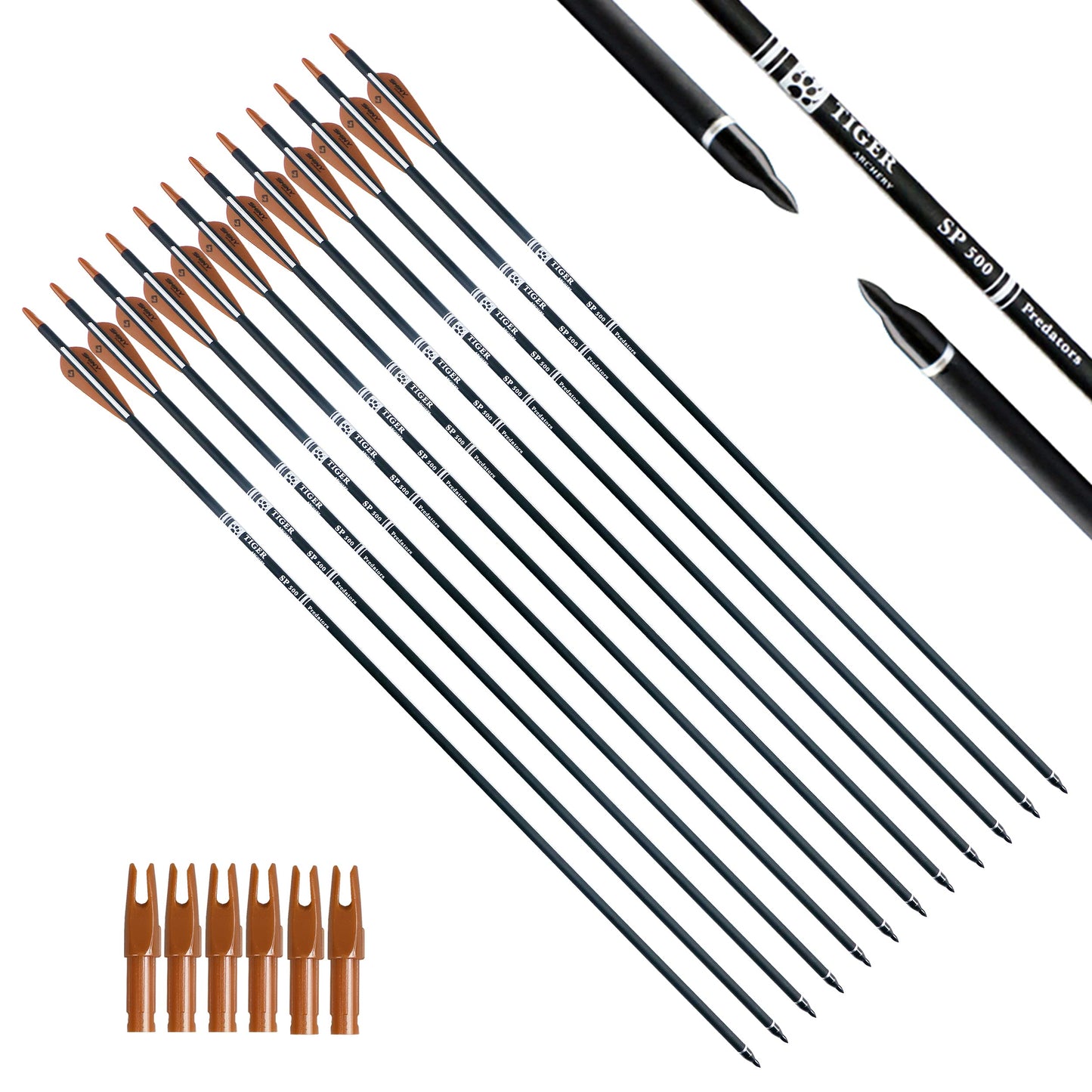 TIGER ARCHERY 30" Carbon Arrows for Compound Recurve Bow Hunting Target