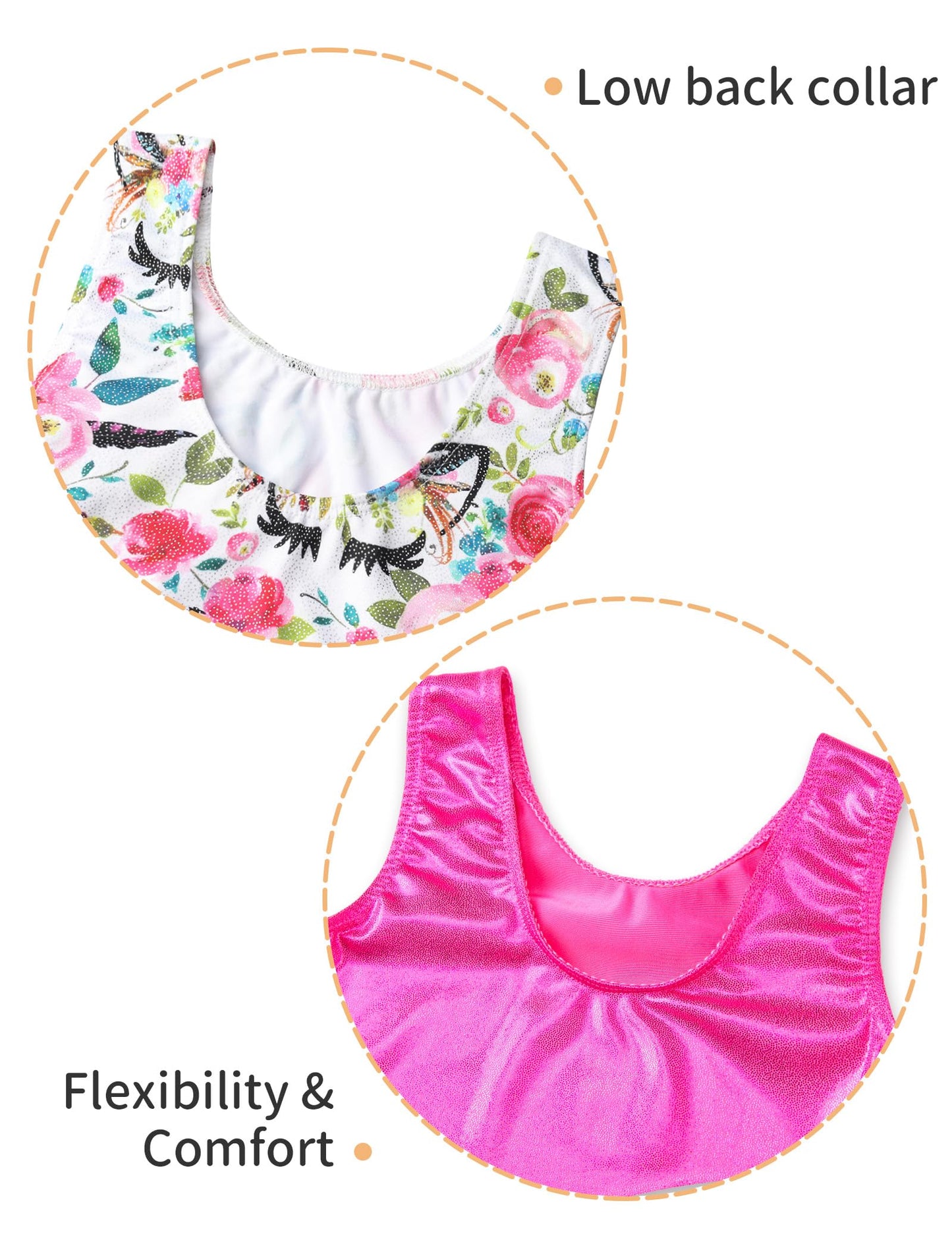 Nokecina Leotard for Girls Gymnastics Size 4t 5t Two Packs White Flower Rose Biketard Workout Unitards