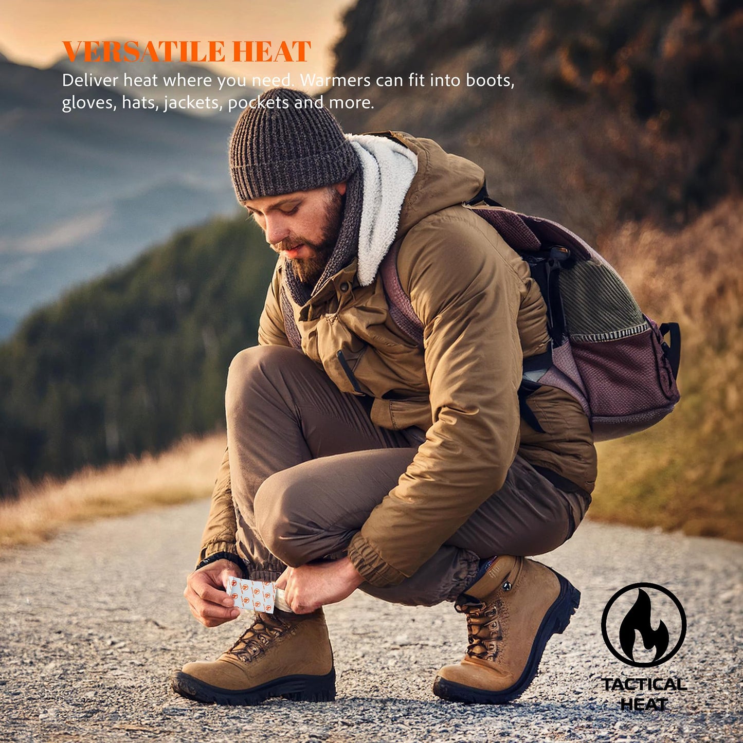Tactical Heat - Hot Hand Warmers - All Natural, Air Activated Instant Heat - Disposable & 100% Recyclable/Compostable - Long Lasting, Easy & Safe for Skiing, Snowboarding, Camping & More - 40 Pairs