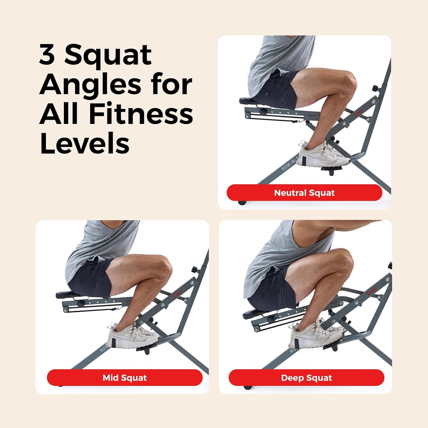Sunny Health & Fitness Smart Row-N-Ride | Foldable Glute & Leg Trainer with SunnyFit App Integration