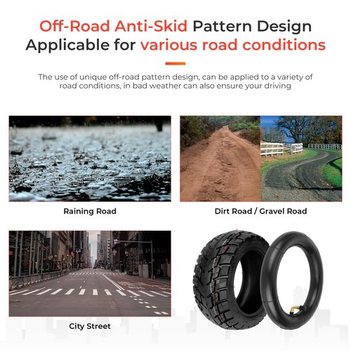 LUCK4U 8x3.00-5 Off Road Tire with Inner Tube 8 Inch Tubeless Tire for Kaabo Mantis 8 Electric Scooter Accessories Rear Front Tire Anti-skid Shockproof (2 Set), black