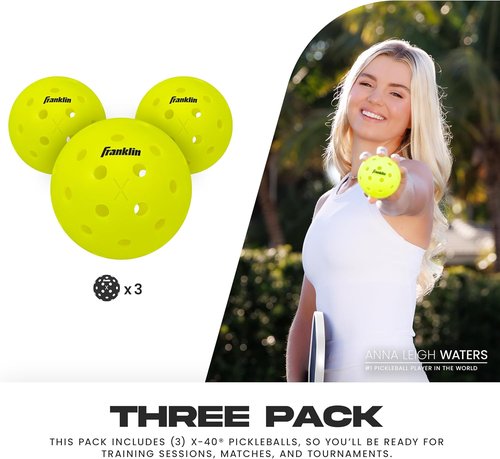 Franklin Sports X-40 Outdoor Pickleballs - Official USA Pickleball Ball | Regulation Size for APP Tour & US Open