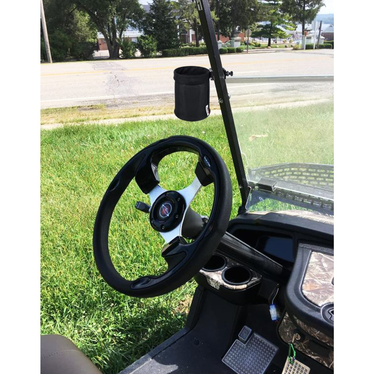 Xislet Set of 2 No-Drilling Required Golf Cart Universal Cup Holder Compatible with 0.75"-1.0" EZ-GO Zone Cart Square Tube Mount Club Cart Water Bottle Drink Holder (2)