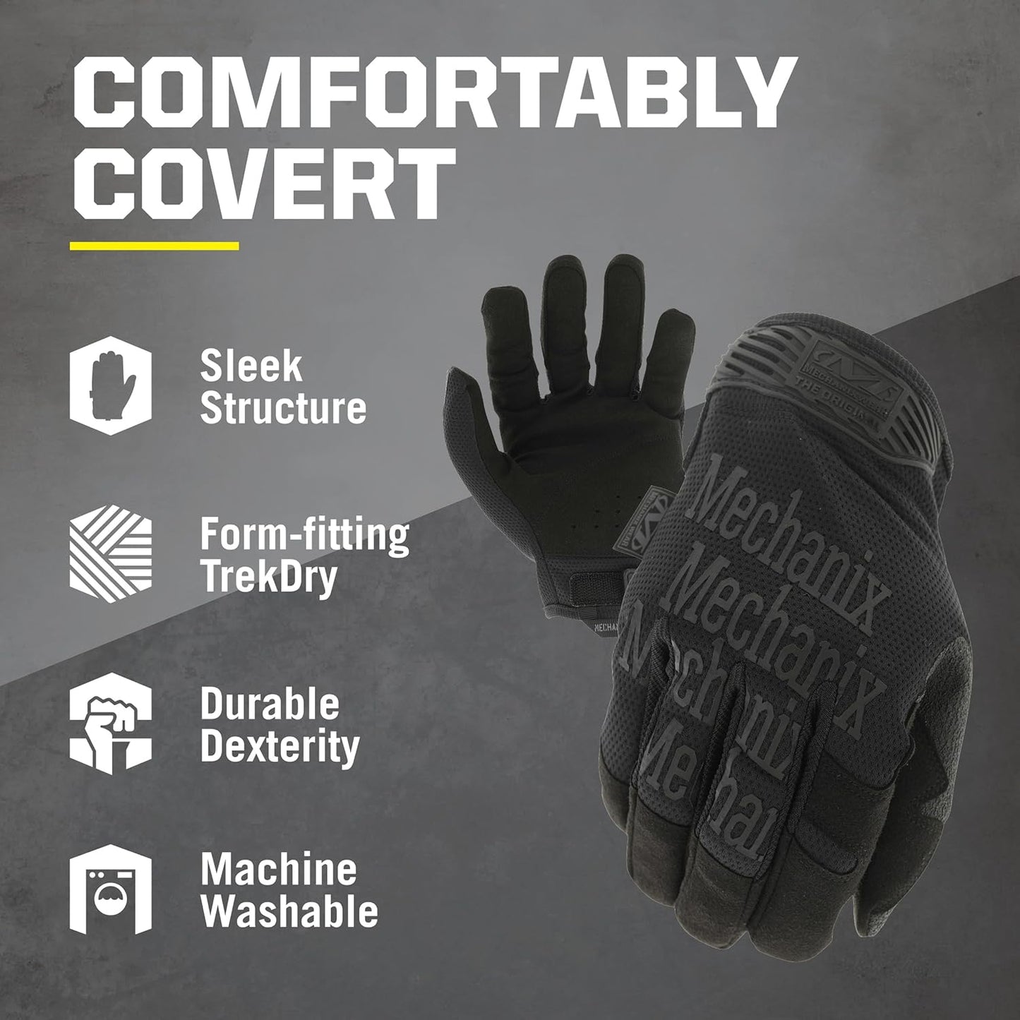Mechanix Wear Original Tactical Gloves - High-Performance Anti-Slip Grip & Impact Resistant - Small | Covert Black