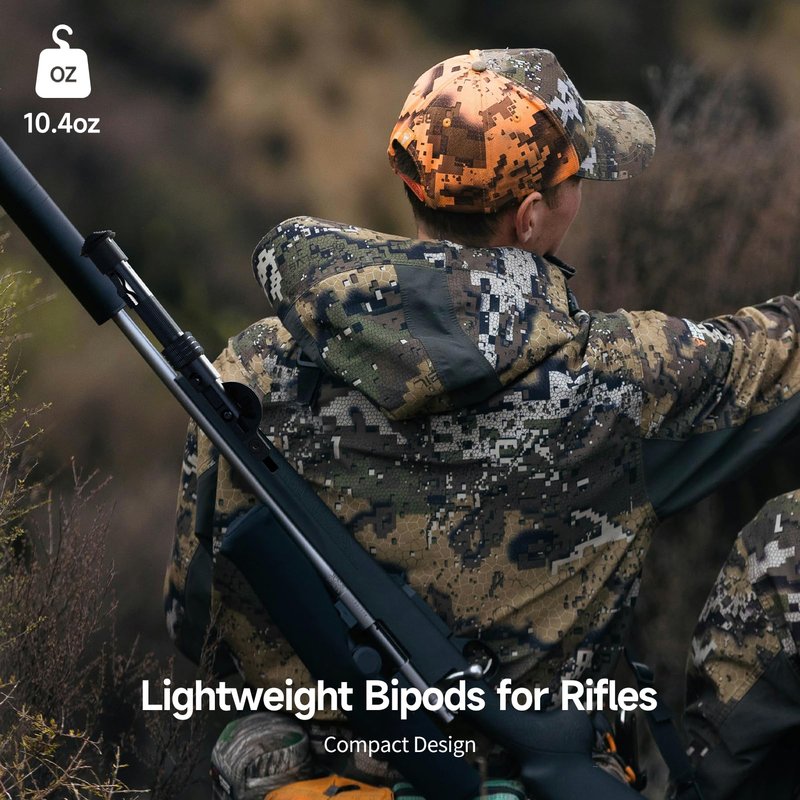 Xaegistac M Lock Rifle Bipod, 6-9 Inch Bipod for Rifles with 5 Adjustable Height & Angle, Lightweight Tactical Gun Rest for Hunting & Shooting, Matte Black