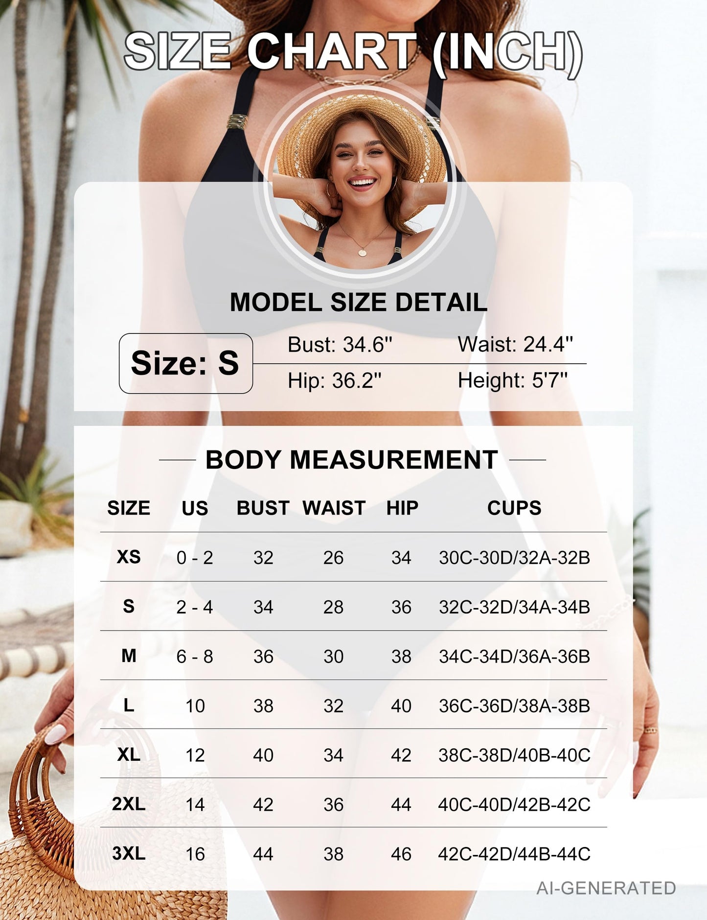 Blooming Jelly Women's High Waisted Bikini Sets Metal Tummy Control Swimsuits Modest Swimsuits for Women(Stripe Blue,Medium)