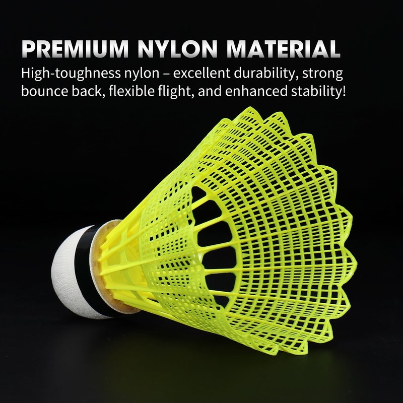 kunli Badminton Birdies 12 PCS, Nylon Badminton Shuttlecocks with Stability Durability for Baseball Batting Practice Training, Medium Or High Speed Birdie Balls (Fast (Suitable for ＜13℃))