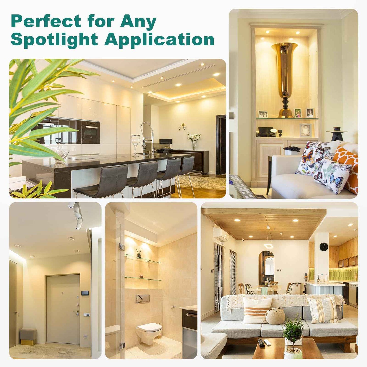 DiCUNO PAR16 LED Bulb Dimmable, 5W Long Neck Spotlight Bulb, 500Lumen, 40° Beam Angle, Warm White 2700K, 50W Equivalent E26 LED for Recessed Light, Curio Cabinet, Pack of 6