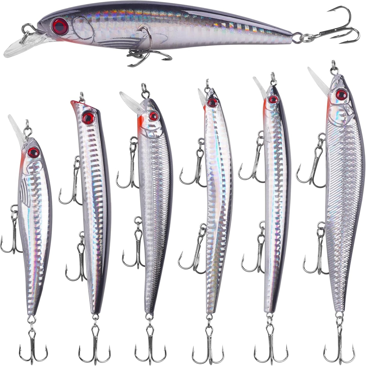 Skiennix Saltwater Fishing Lures Kit - 6pcs Surf Striper Minnow Jerkbait & Crankbait Plugs for Deep Sea Fishing